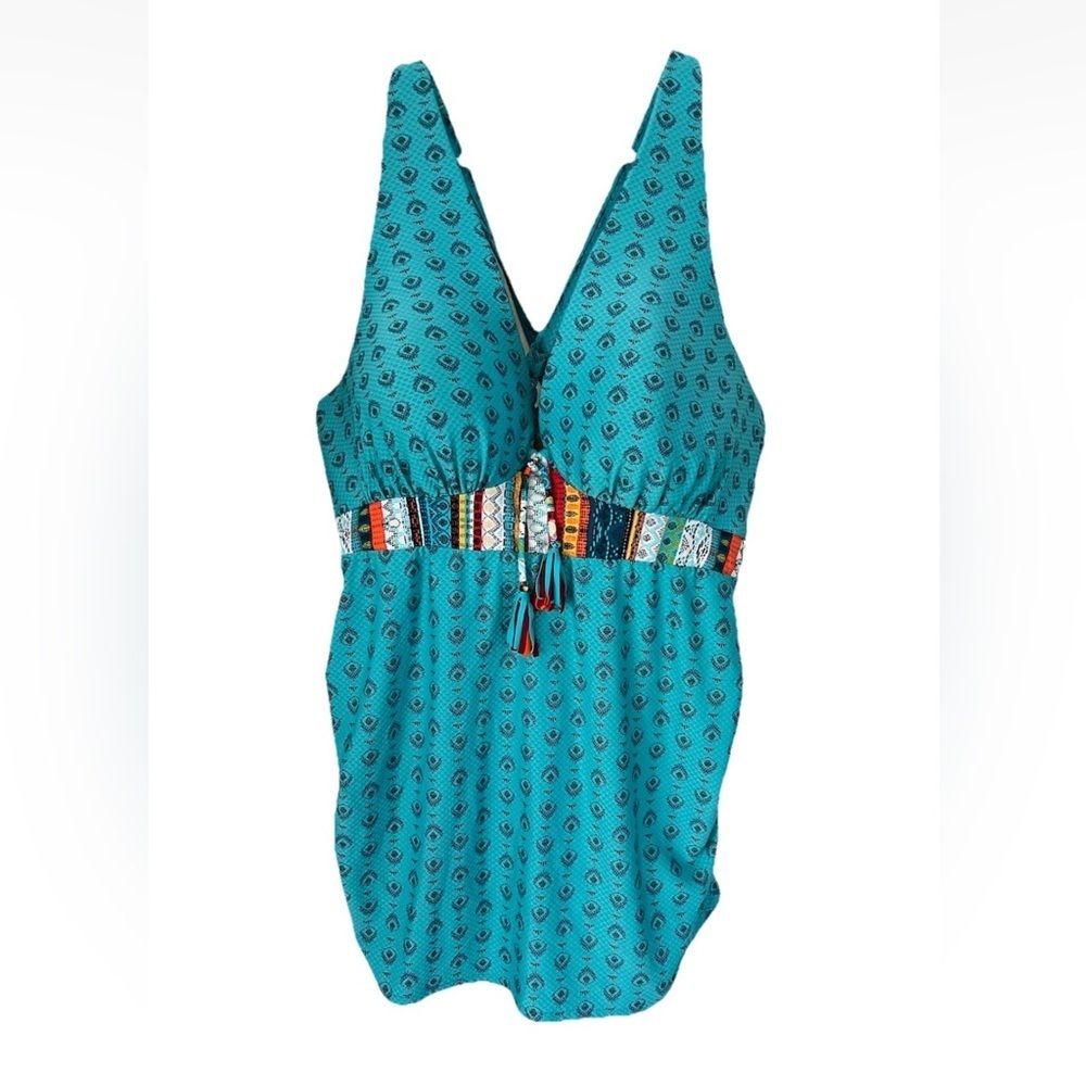 Swim By Cacique Womens Size 42D Blue Underwire Tankini Swimsuit Top